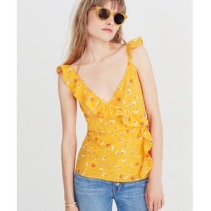 Madewell silk wrap cami top in painted carnations